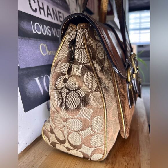 COACH Hampton 1498 Vintage Special Edition Fall ‘04 Bronze Suede Leather Satchel - Picture 4 of 15